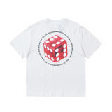 Saint Michael Red Dice Printed Short Sleeve Washed Old Cotton Round Neck T-Shirt