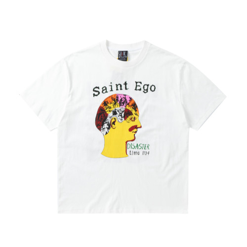 Saint Michael Ego Brain Printed Short Sleeve Washed Old Cotton Round Neck Loose T-Shirt