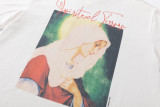 Saint Michael Virgin Mary Printed Short Sleeve Vintage Washed Old Cotton Round Neck T-Shirt
