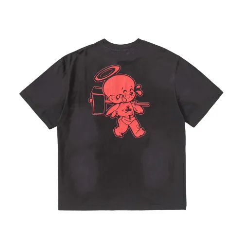 Saint Michael x Denimtears Figure Angel Printed Short Sleeve Washed Old Cotton Round Neck T-Shirt