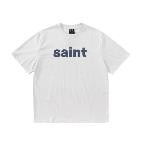 Saint Michael Printed Short Sleeve Vintage Washed Old Cotton Round Neck T-Shirt