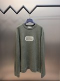 Dior Unisex Embroidery Cashmere Round Neck Sweater Wool Sweater