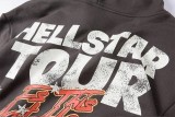 Hellstar Tour Flame Graffiti Printed Hoodie Unisex Pullover Washed Old Casual Loose Sweatshirts