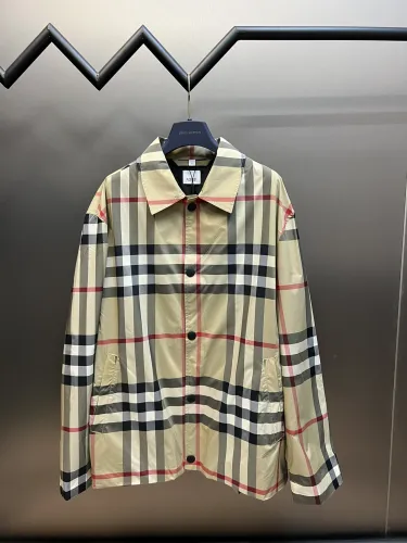 Burberry Unisex Label Long Shirt Thin Plaid Trench Coat