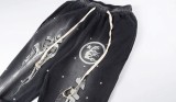 Hellstar Black Flame Printed Pants Vintage Washed Old Casual Sports Sweatpants