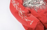 Hellstar Flame Printed Hoodie Vintage Pullover Washed Old Red Loose Sweatshirts