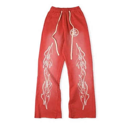 Hellstar Flare Printed Pants Vintage Washed Old Casual Sports Sweatpants