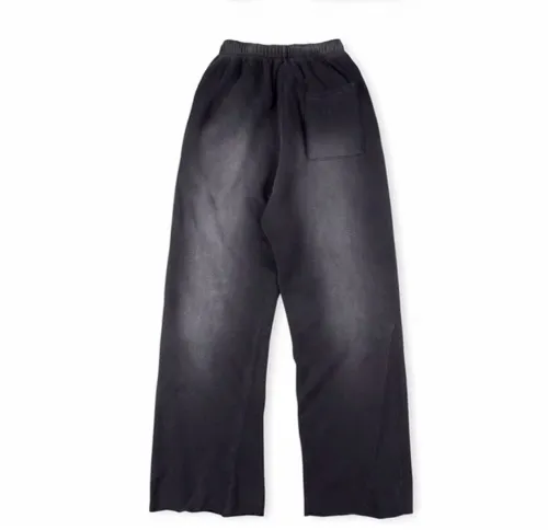Hellstar Black Flame Printed Pants Vintage Washed Old Casual Sports Sweatpants