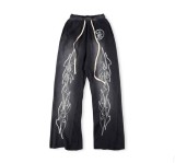 Hellstar Flare Printed Pants Vintage Washed Old Casual Sports Sweatpants