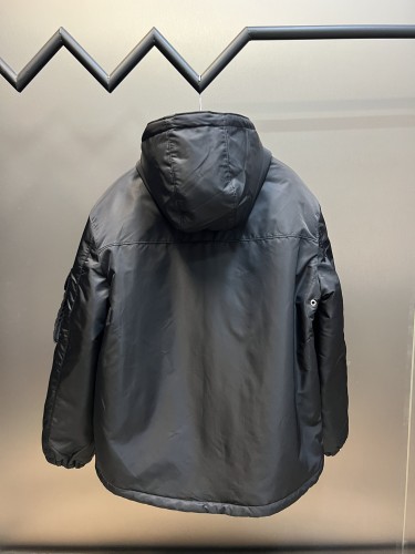 Prada Classic Triangle Logo Men Cotton-Padded Full Zip Hoodie Jacket