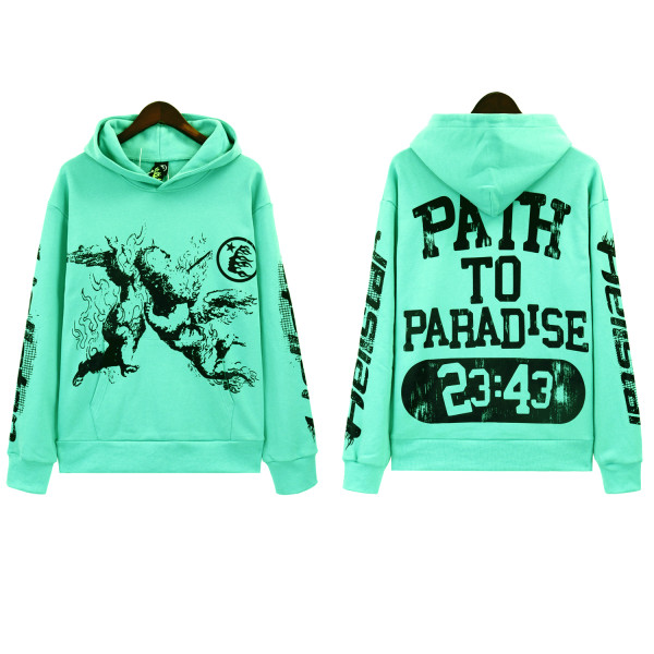 Hellstar Luke Path To Paradise Printed Hoodie Pullover Casual Loose Sports Sweatshirts