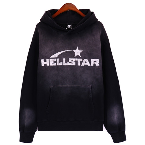 Hellstar Flare Printed Hoodie Pullover Unisex Washed Old Casual Loose Sports Sweatshirts