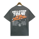 Hellstar Path To Paradise Tour Printed Short Sleeve Washed Old Cotton Round Neck Loose T-Shirt