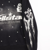 Hellstar Vintage Printed Hoodie Pullover Washed Old Fashion Loose Sports Sweatshirts