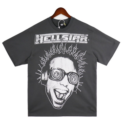 Hellstar Globe Printed Short Sleeve Vintage Washed Old Cotton Round Neck Loose T-Shirt