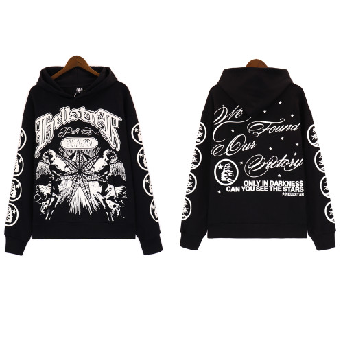 Hellstar Path To Paradise Printed Hoodie Pullover Casual Loose Sports Sweatshirts