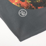 Hellstar Skull Smiling Face Printed Short Sleeve Vintage Washed Old Cotton Round Neck Loose T-Shirt