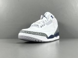 Nike Jordan Air Jordan 3 White Navy Men Basketball Sneakers Shoes