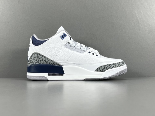 Nike Jordan Air Jordan 3 White Navy Men Basketball Sneakers Shoes