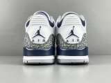 Nike Jordan Air Jordan 3 White Navy Men Basketball Sneakers Shoes