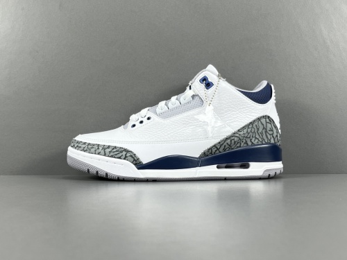 Nike Jordan Air Jordan 3 White Navy Men Basketball Sneakers Shoes