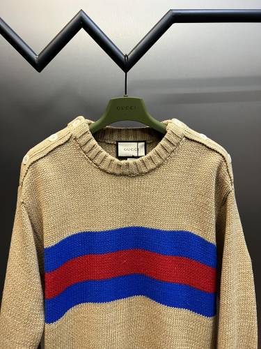 Gucci Unisex Knit Round Neck Pullover Casual Ribbon Inlaid Blended Wool Sweater