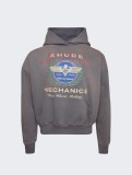 RHUDE Retro Mechanics Logo Hoodie Unisex Casual Washed Old Sweatshirts