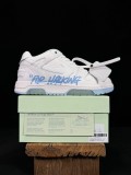 Off White Classic Unisex Leather Casual Sneakers Fashion Street Sports Board Shoes White Blue Letters