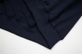 Gallery Dept Logo Print Hoodie Unisex Washed Old Sweatshirts Navy Blue