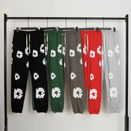 DENIM TEARS Cotton Wreath Sweatpants  Unisex Co-branded Foam Printed Logo Pants