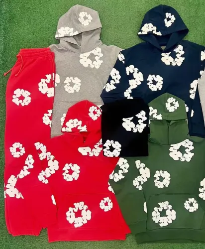 DENIM TEARS Cotton Wreath Hoodie Unisex Co-branded Foam Printed Logo Sweatshirts