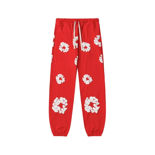 DENIM TEARS Cotton Wreath Sweatpants  Unisex Co-branded Foam Printed Logo Pants