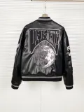 Off White Embroidered Logo Jacket Quilted Down Motorcycle Jacket