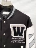 Off White Embroidered Logo Jacket Quilted Down Motorcycle Jacket Baseball Jersey