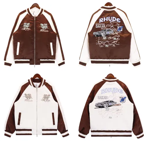 RHUDE Thickened Racing And Cotton Jacket Men Baseball Jersey Jacket