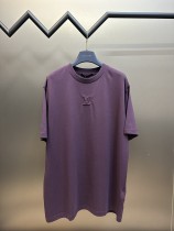 Louis Vuitton purplish Red Embossed Letter Logo Pattern Short Sleeve Unisex Casual Street T-Shirts