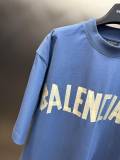 Balenciaga Haze Blue Vintage Tape Print Short Sleeve Unisex Oversize Casual T-Shirts