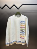 Dior Unisex Colored Letter Round Neck Wool Sweater Weaving Jacquard Sweater