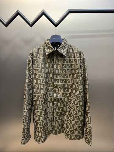 Fendi Full FF Logo Vintage Shirt Jacket Men Fashionable Long Sleeved Shirts