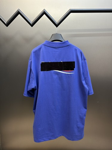 Balenciaga Adhesive Tape Letters Print Logo Short Sleeve Unisex Casual Blue T-Shirts
