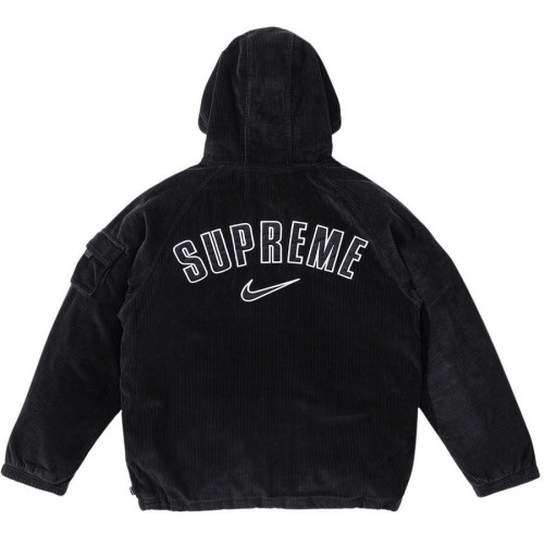 Supreme x Nike Arc Corduroy Hooded Jacket Unisex Cotton-Padded Jacket Black