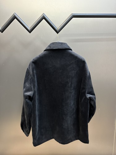 Prada Classic Triangle Logo Men Black Velvet Shirt Jacket
