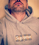 Supreme Burberry Box Logo Hoodie Unisex Embroidered Print Casual Street Plush Sweatshirts