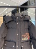Gucci x The North Face Unisex Embroidery Logo Full Zip Hoodie Down Jacket Black