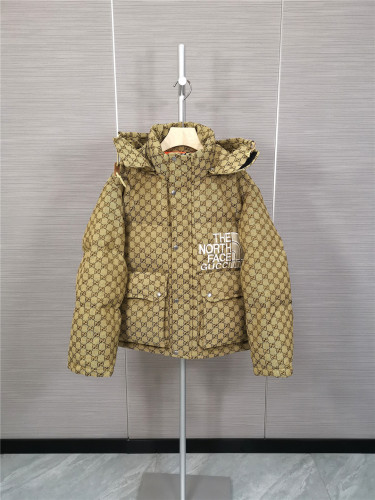 Gucci x The North Face Unisex Full jacquard Logo Full Zip Hoodie Down Jacket