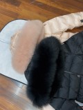 Moncler Women Waist Collection Small Buckle Short Down Jacket Full Zip Fox Hoodie Down Jacket