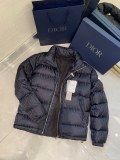 Dior Homme Classic Fashion Down Jacket Unisex Full jacquard Logo Hoodie Down Coats