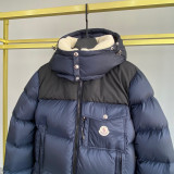 Moncler Classic Fashion Down Jacket Men Hoodie Full Zip Lamb Fur Collar Down Coats And Down Vest