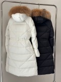 Moncler Busard Women Hoodie Down Jacket Full Zip Fox Collar Long-style Down Jacket