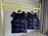 Moncler Classic Fashion Down Jacket Men Hoodie Full Zip Lamb Fur Collar Down Coats And Down Vest